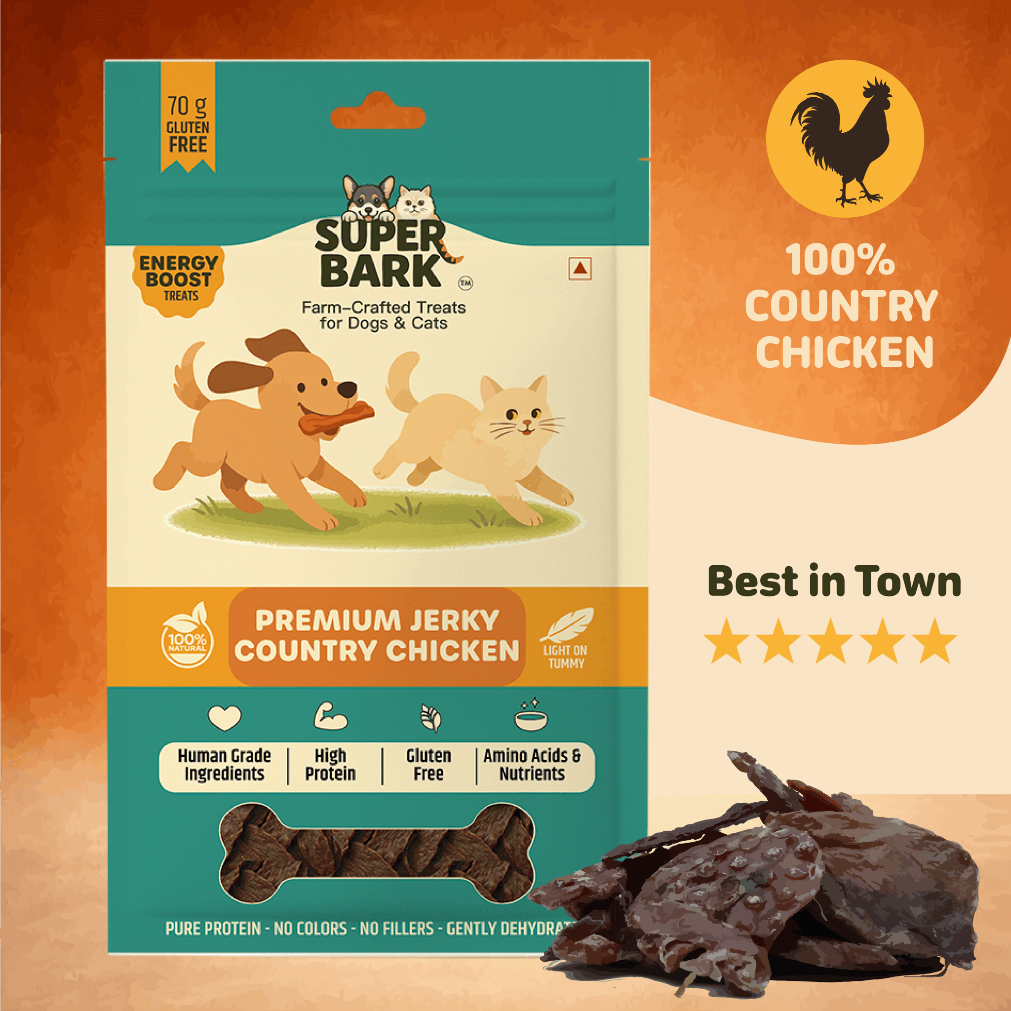 PREMIUM COUNTRY CHICKEN JERKY - 70 Grams
